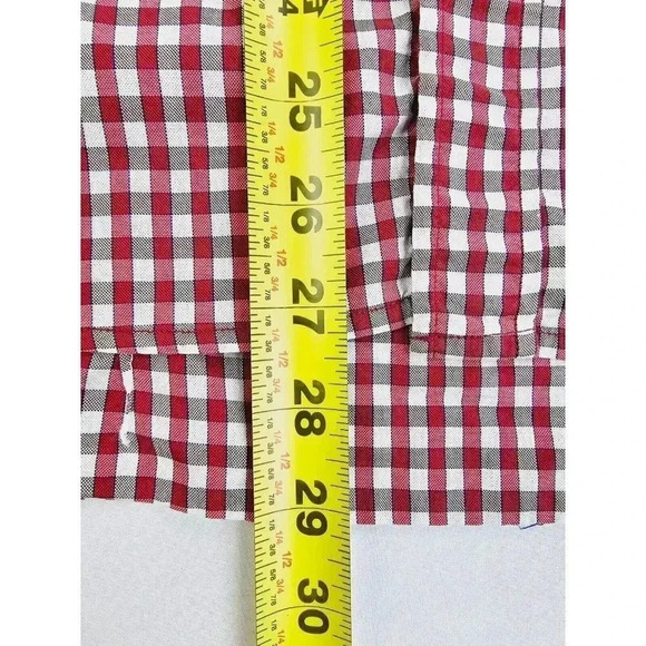 Zara Man Tailored Fit Size 15 Mens Red White Camel Color Spread Collar L/S Shirt - Picture 8 of 10